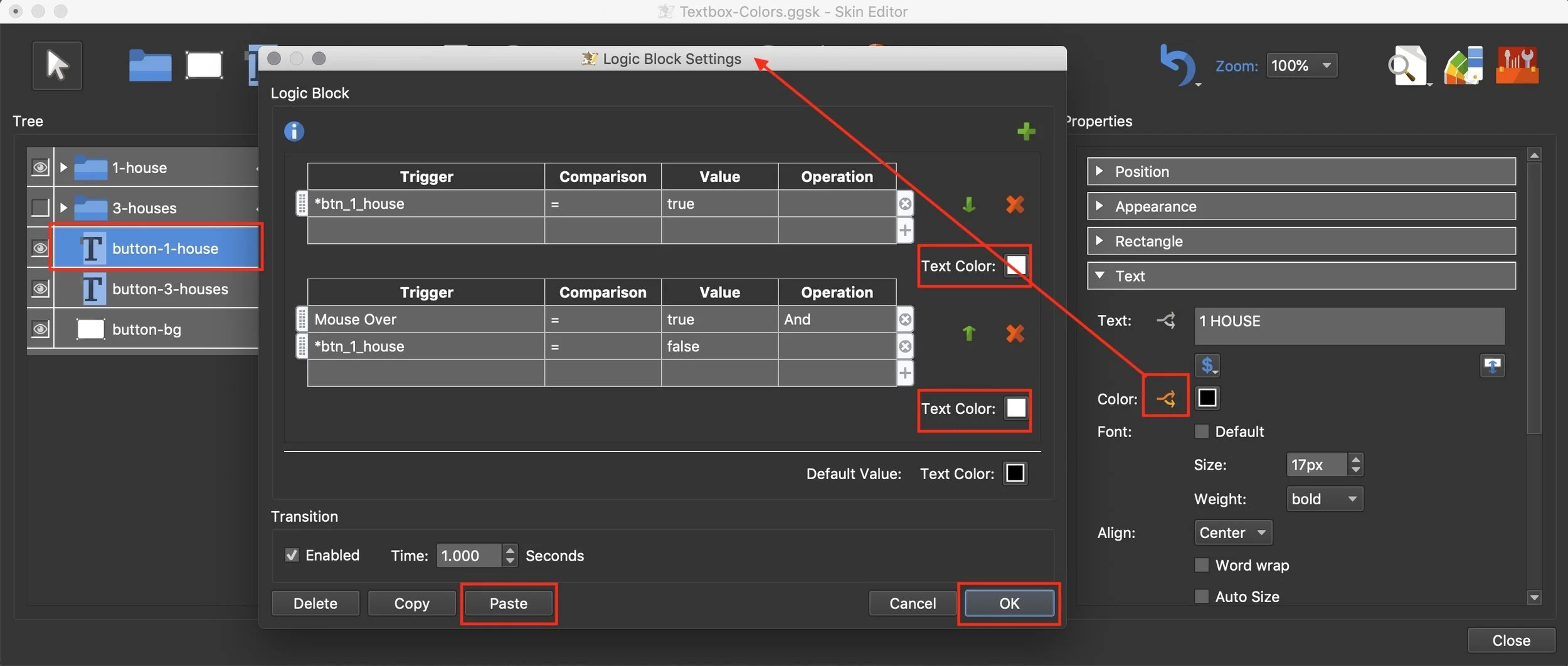 Figure #12: Paste in copied logic, set colors
