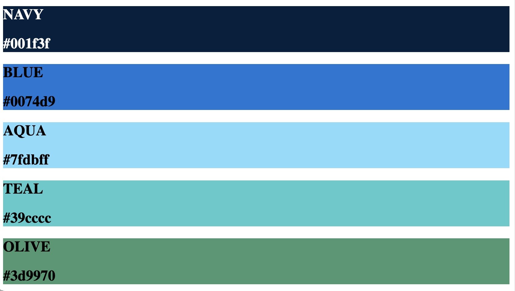 Responsive Elements Color Chart