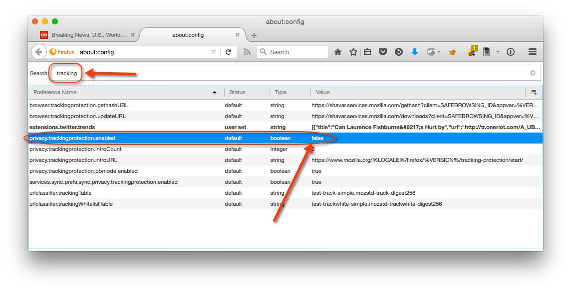 Tracking Protection disabled by default.