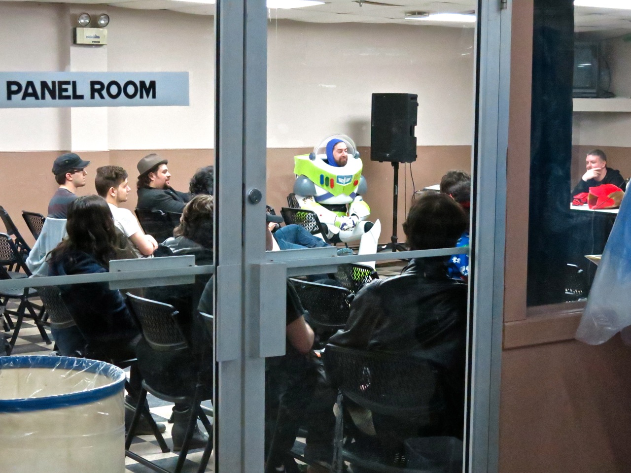 Buzz Lightyear looking all serious in a meeting. :-D
