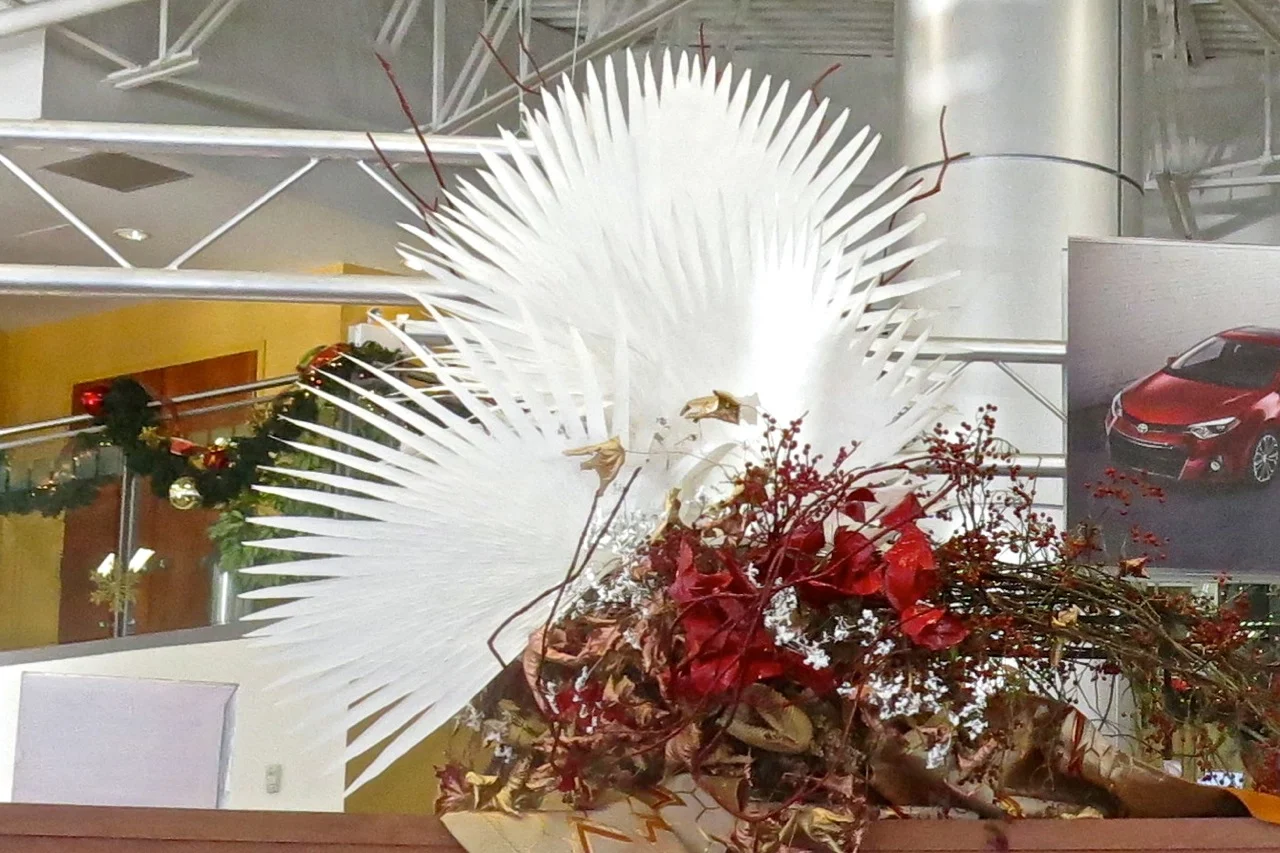 Bleached palm leaves.