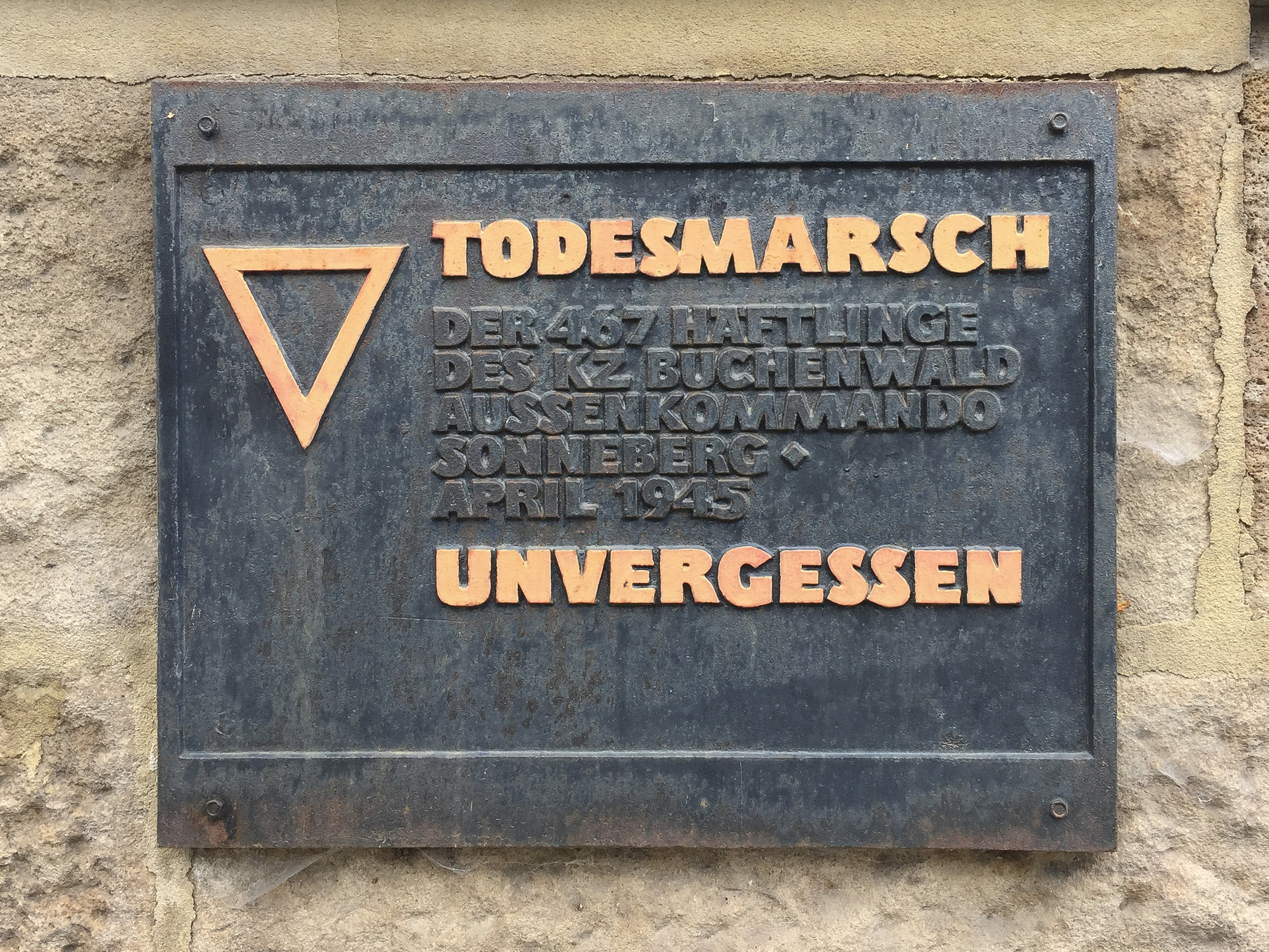 Death March of the 467 prisoners of Buchenwald concentration camp outside of Sonneberg. Unforgotten.