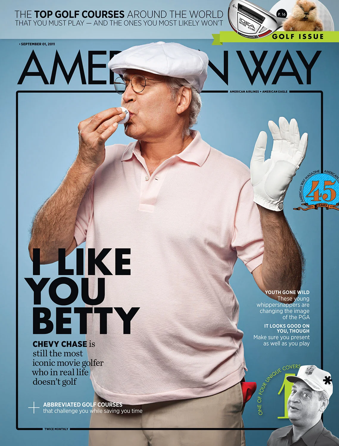 Chevy Chase on the cover of American Way ’s award-winning September 1, 2011, issue