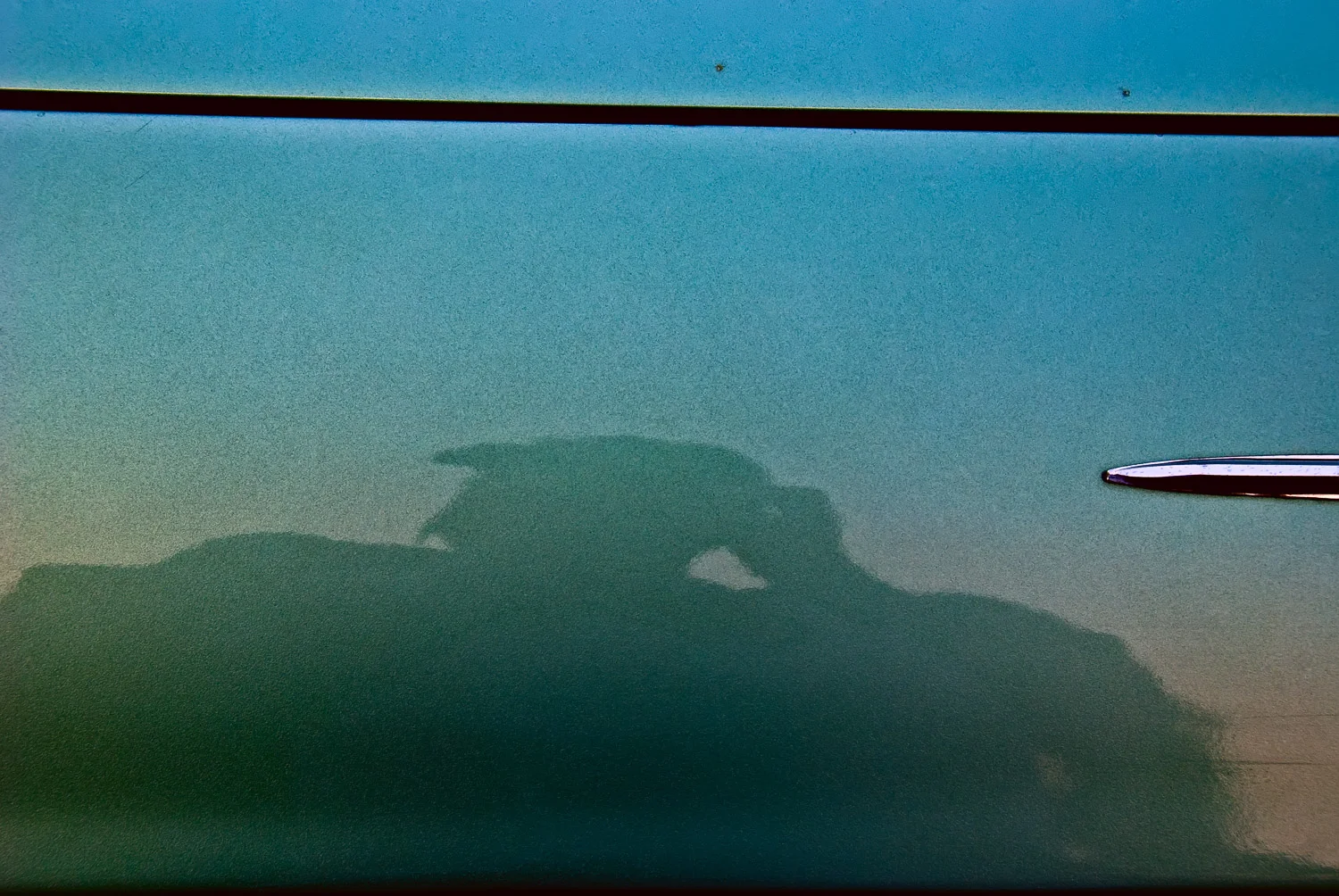 Reflection in a Blue Car
