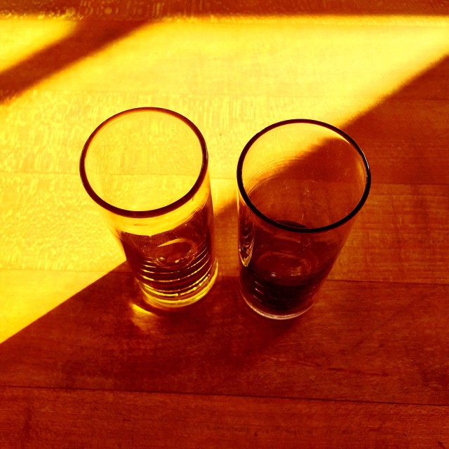 Two glasses in October light