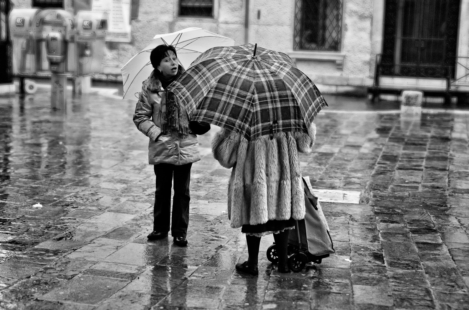Two Women with Umbrellas, Venice