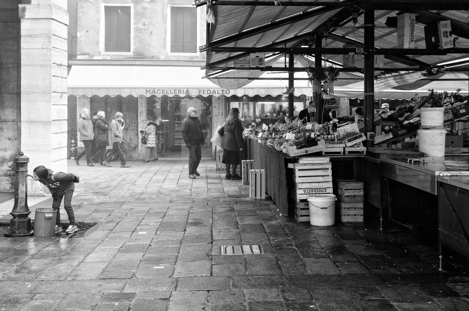 Girl, Fountain, and Rialto Market