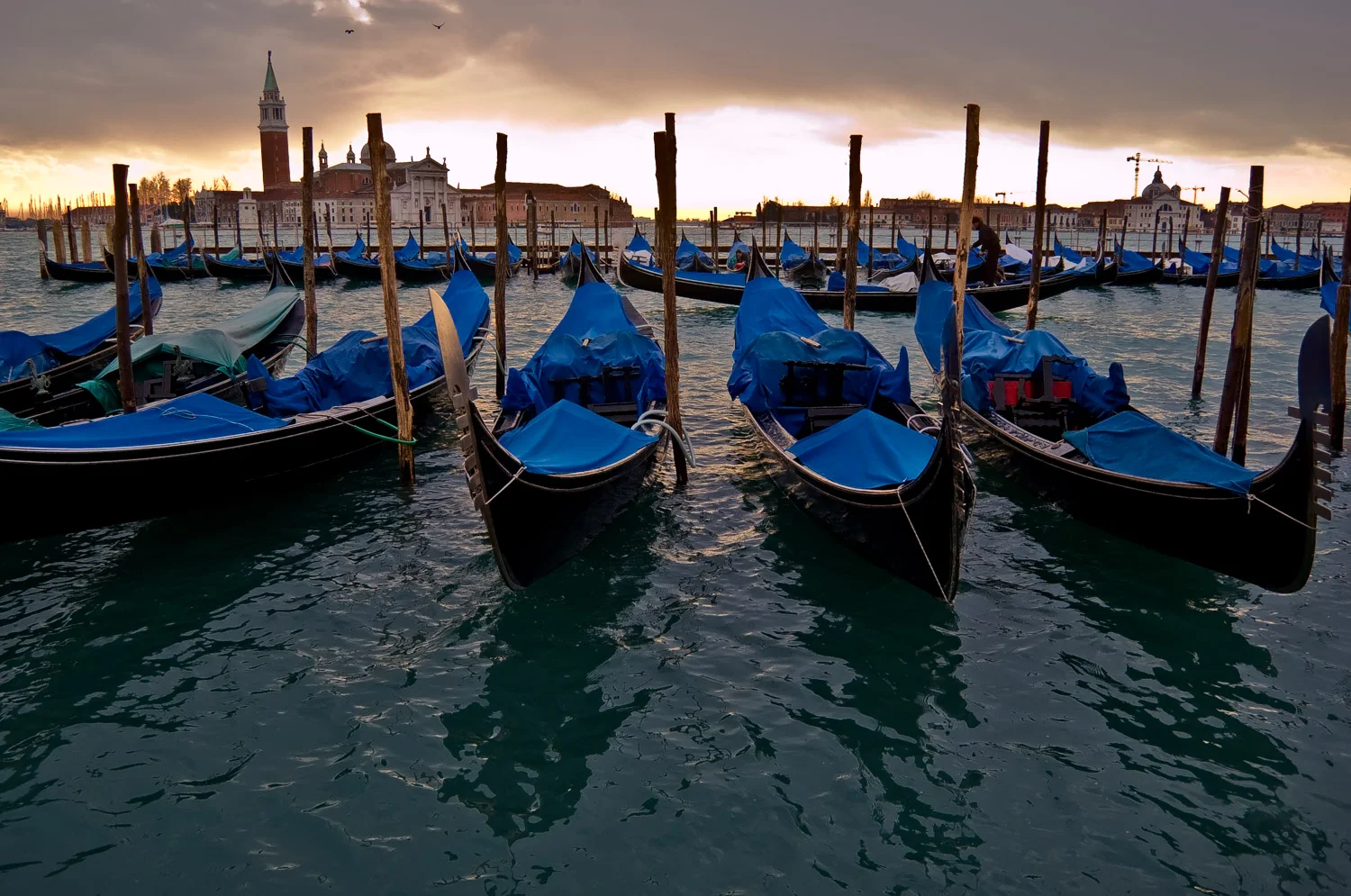 Gondolas at Winter Sunset, Venice | Mark Lindsay