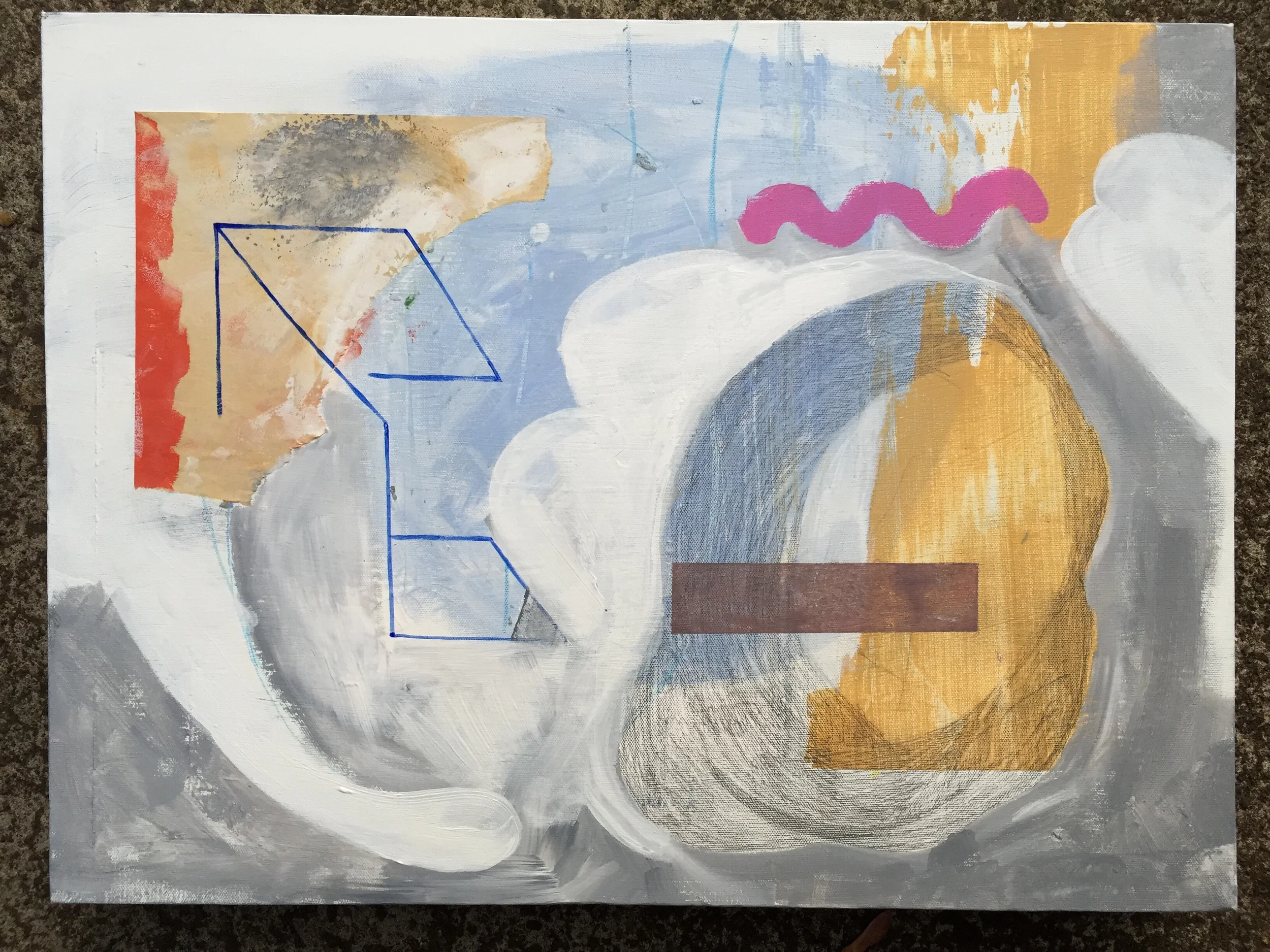 "Rememberment plan" , 18"x24", acrylic, graphite, collage on canvas, 2015.