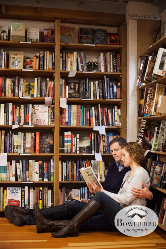 A stop at the Elliot Bay Books. © Bowerbird Photography 2012; Couple's Photography in Seattle.