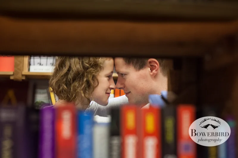 It's getting steamy in the stacks! © Bowerbird Photography 2012; Couple's Photography in Seattle.