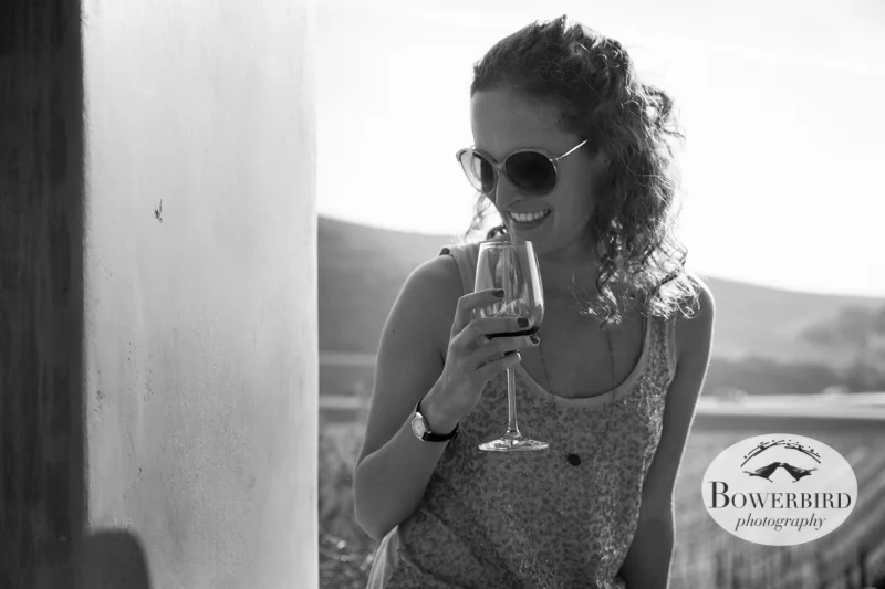 Sleeveless shirt weather in February -- yes please! Wine tasting at Nicholson Ranch, Sonoma, CA. © Bowerbird Photography 2013.