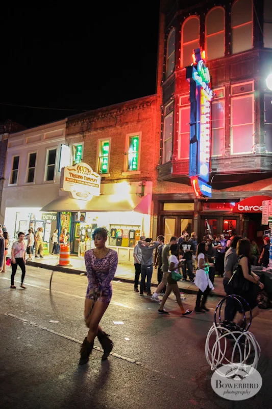 On 6th Street, night hula hooping. © Bowerbird Photography, Austin and SXSW 2013 Photo.