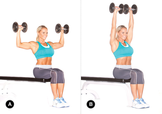 Notice in figure A where she's stopping. There's no need to go all the way down with the weight.