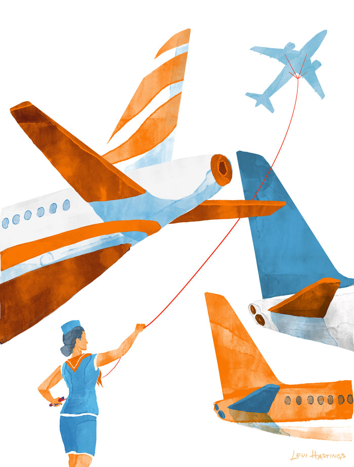 Flight Path11" x 14" Watercolor &amp; Digitial