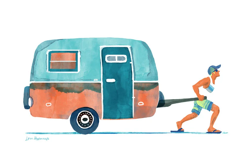 Mobile Home11" x 14" Watercolor &amp; Digitial