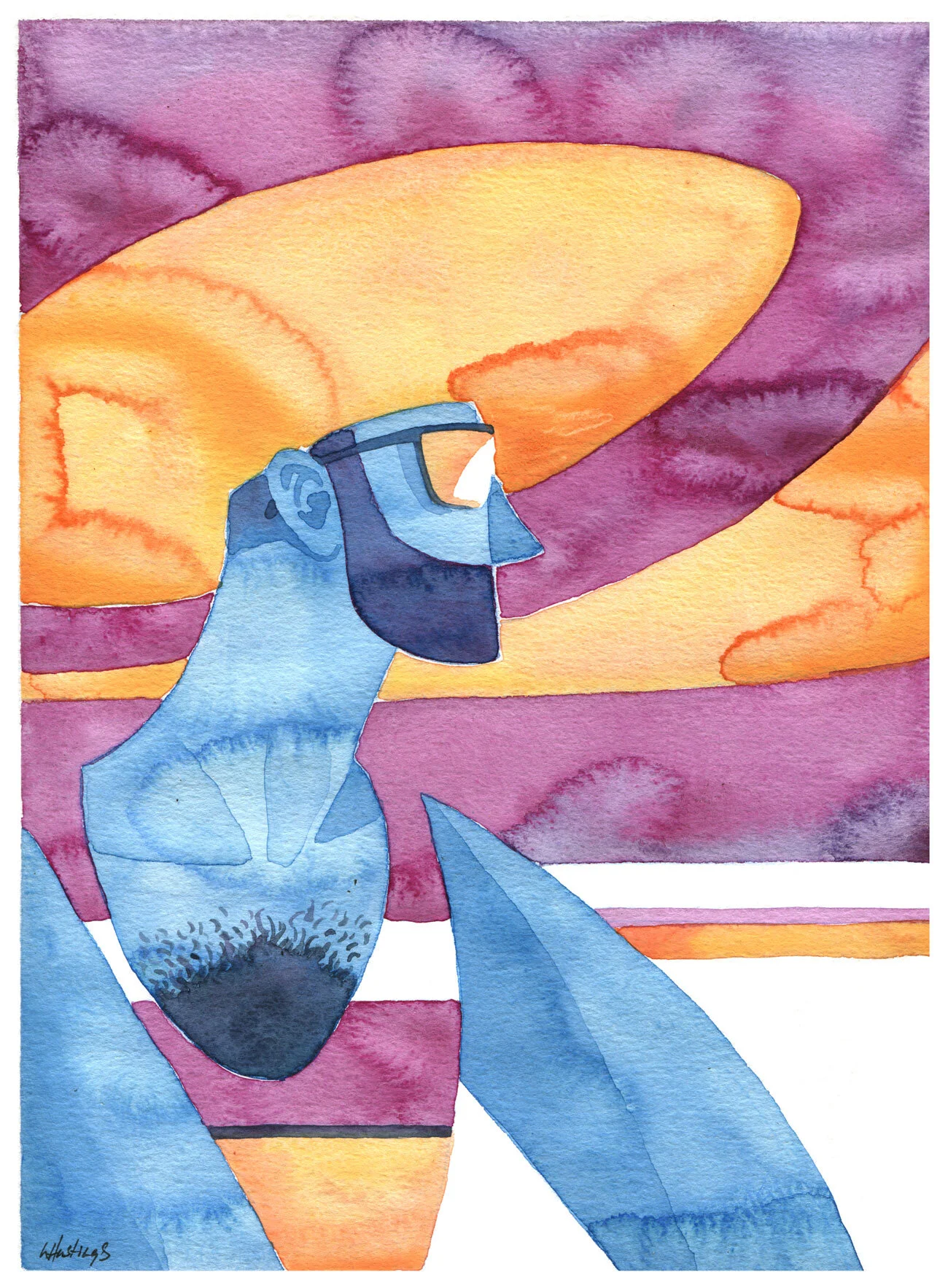 Sun Hat  9” x 12” Watercolor