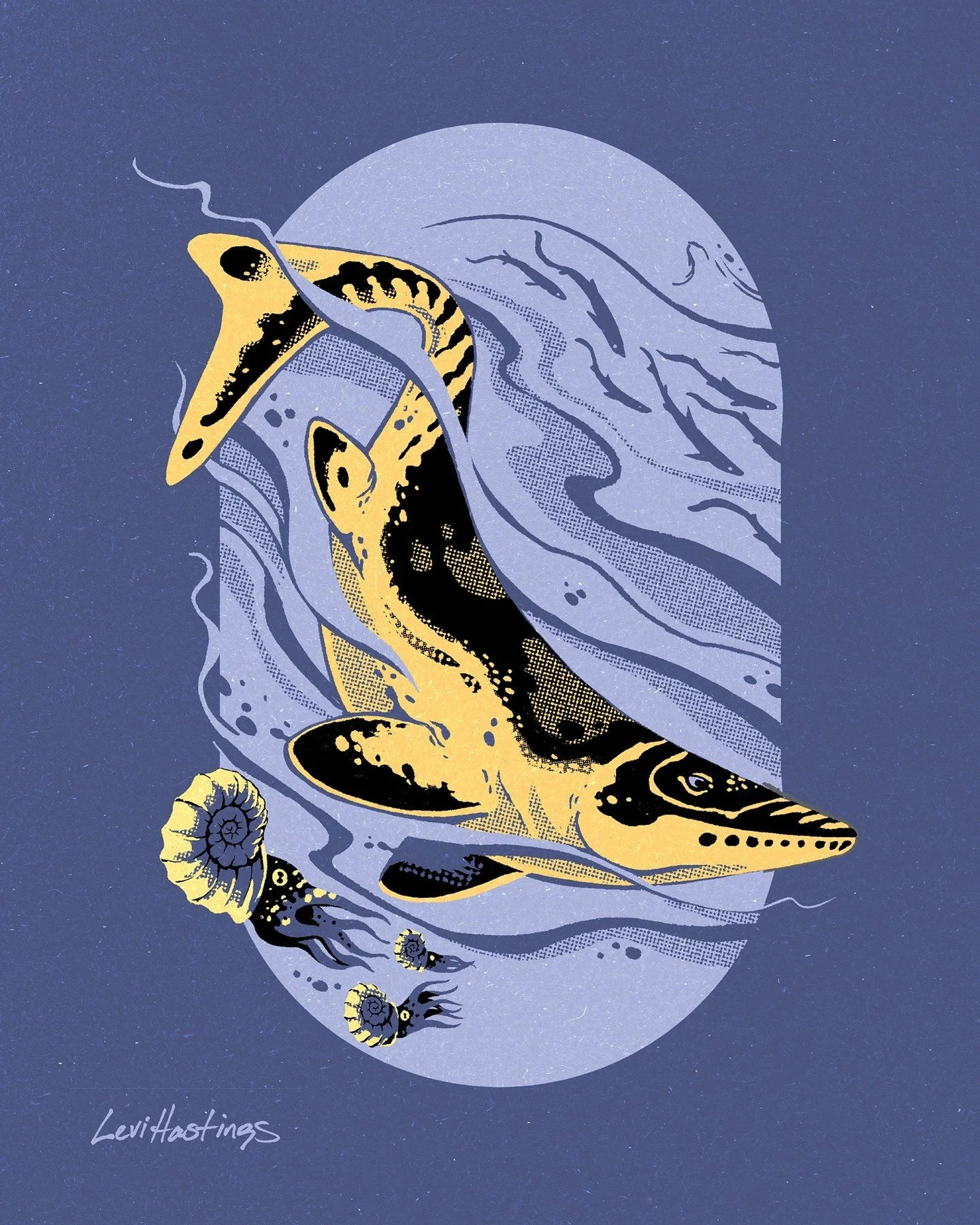 The deep cold of February called for an aquatic king. I chose the Tylosaurus for this month in my paleo calendar because it's one of my favorite pieces from the past year and this final stretch of winter can be the most challenging. One of the larges