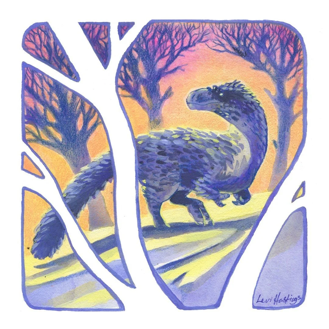 This may be little off-season, but I loved creating this winter scene of a  feathered Yutyrannus prowling a twilight forest. A commission from @the.bare.dino.affair gave me the excuse I'd been waiting for to paint this Chinese tyrannosaur, the fossil