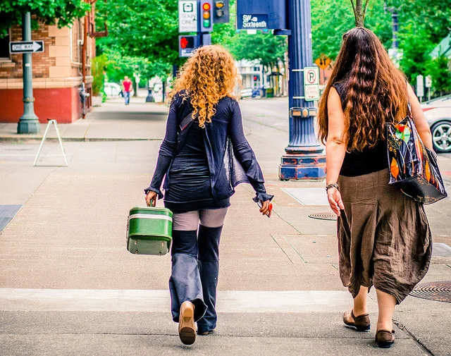 On our way to the Portland Indie Kindred debut, with Liz Kalloch. Photo by Justin Davanzo.