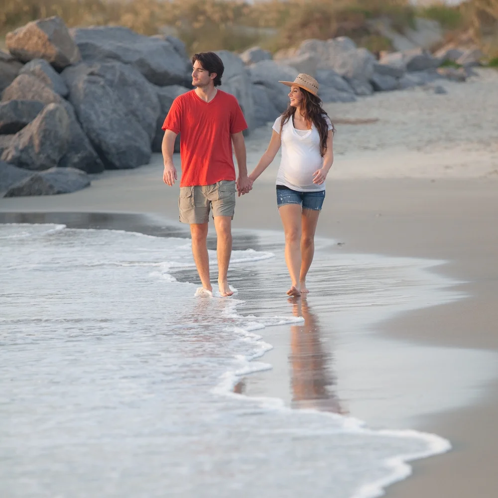 casual couple maternity at Folly