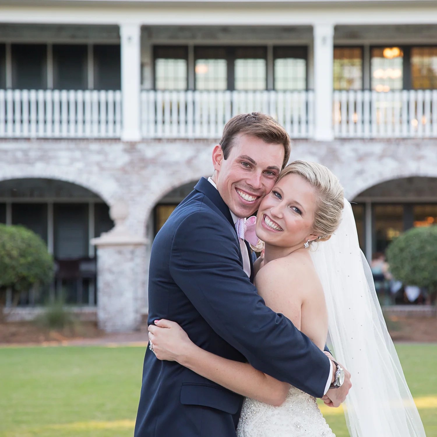 bride and groom at Dunes West