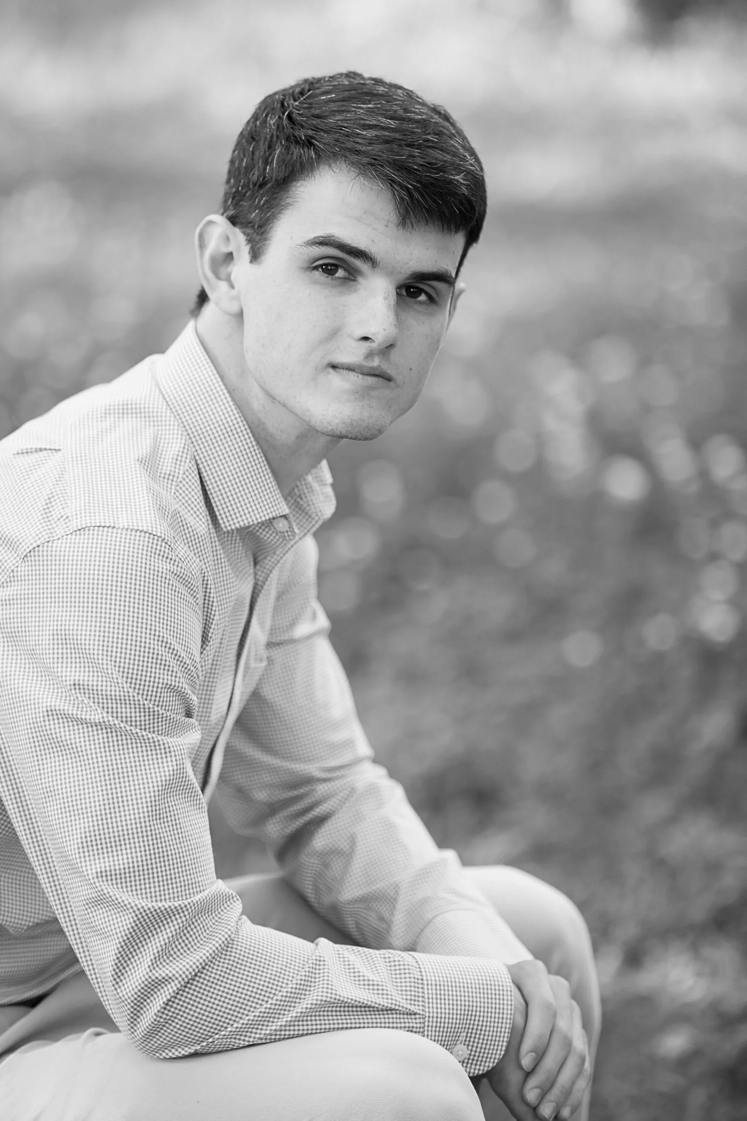 black and white classic senior male portrait