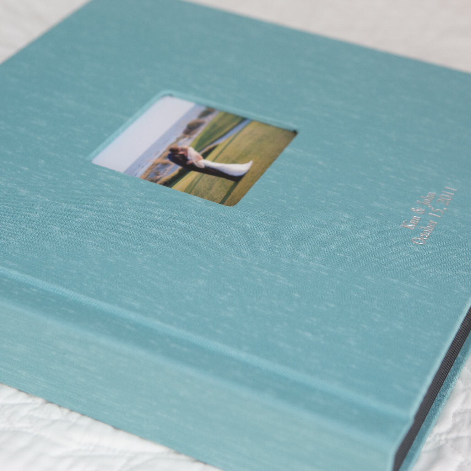 seafoam silk wedding album