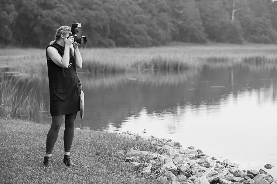 Corrie with camera at Boone Hall