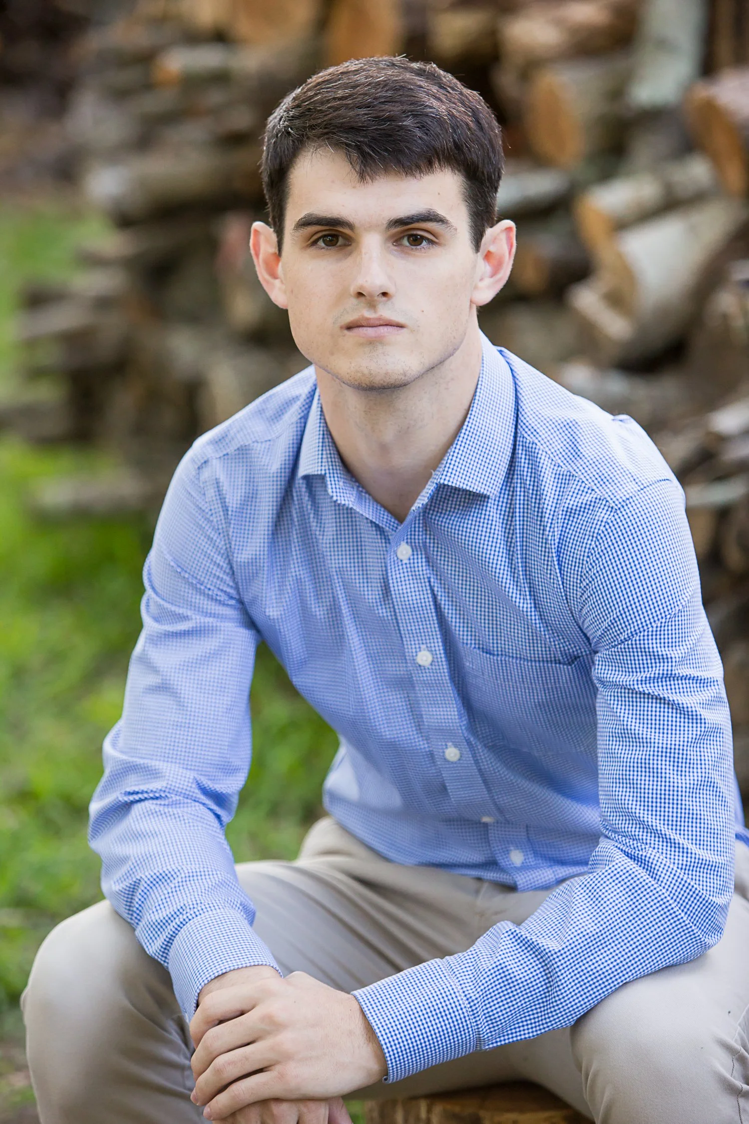 serious senior guy in button down