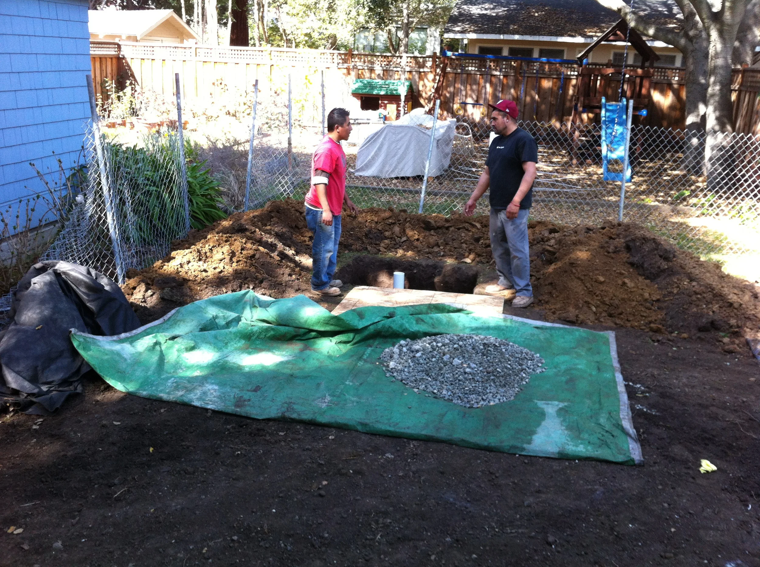The drywell for the roof drainage system.