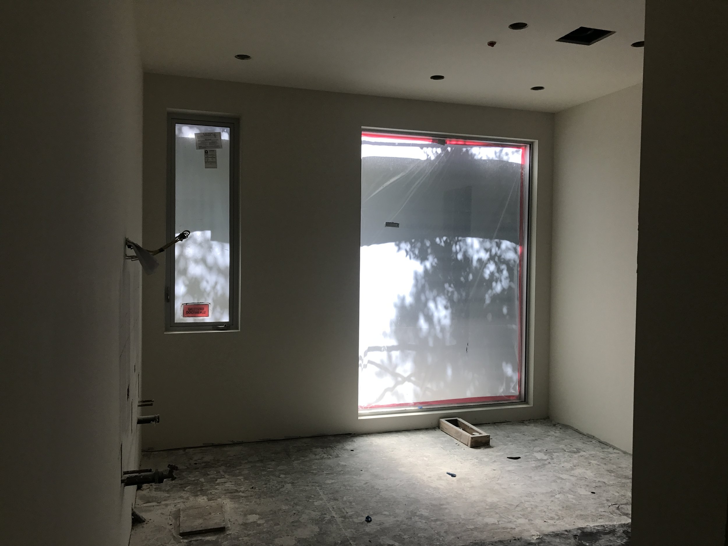 Master bath. This big window will be behind a free standing tub.Master bath. This big window will be behind a free standing tub.