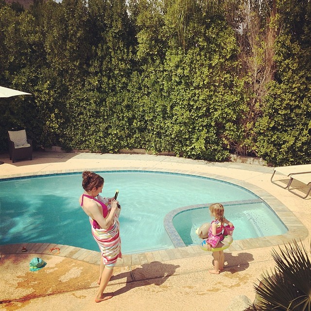 Quick shoot before jumping in the deep end. #floaties #palmsprings