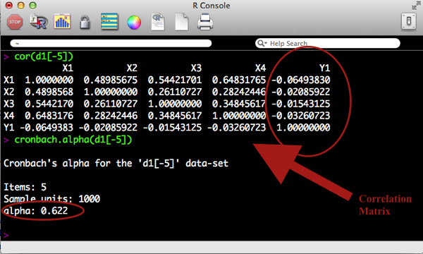 Internal Consistency Correlation Matrix and Cronbach's Alpha Example Low.png