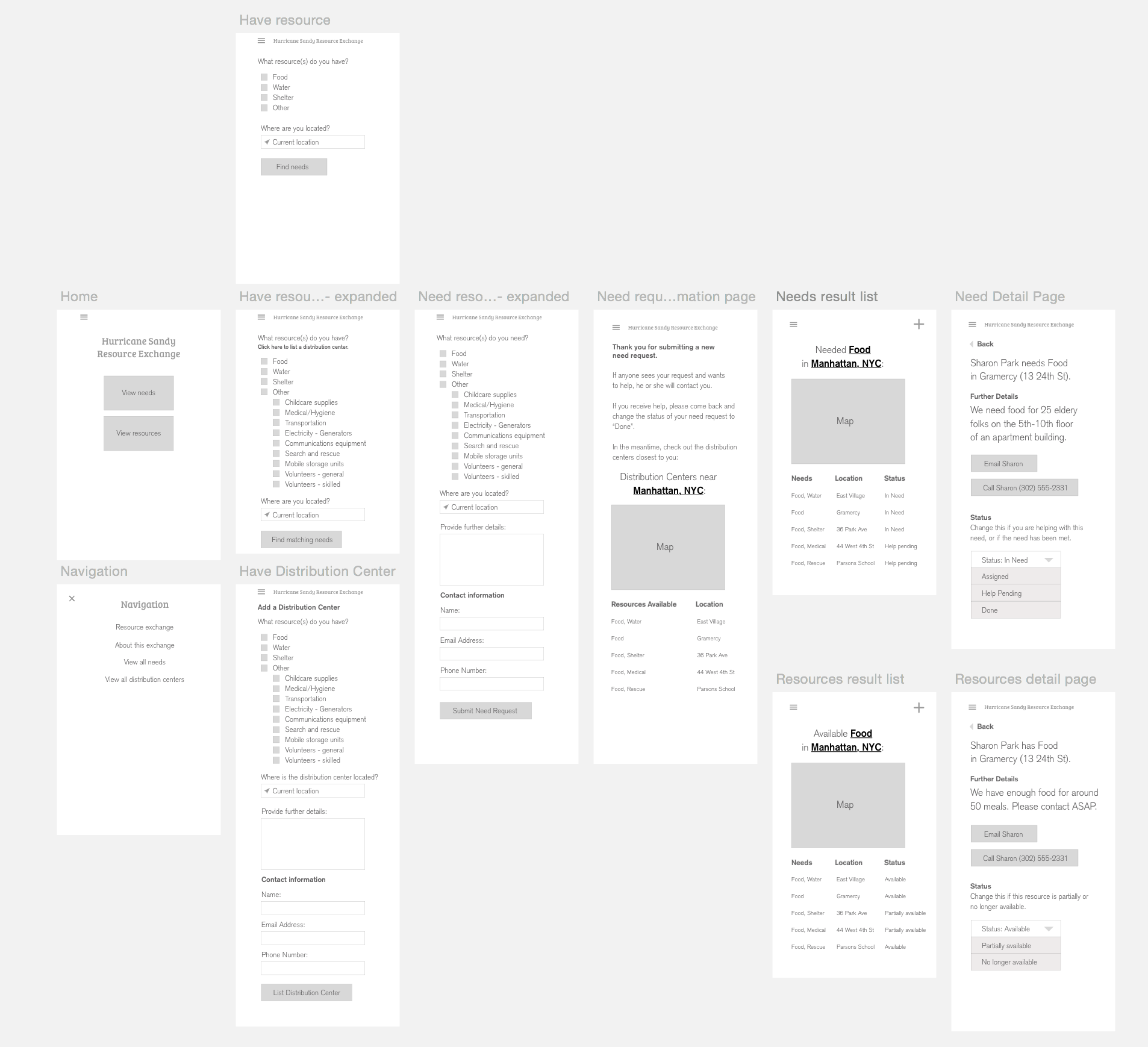 Initial wireframes