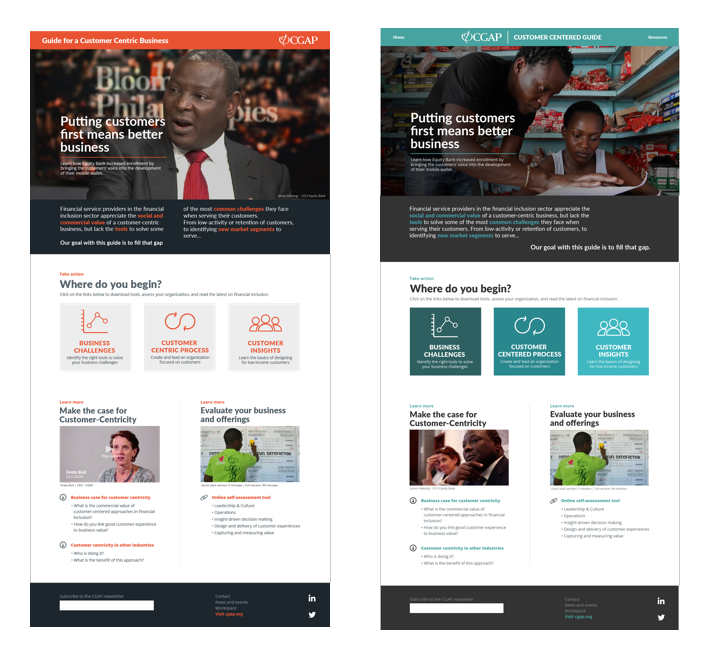 Initial color and photo variations for the homepage
