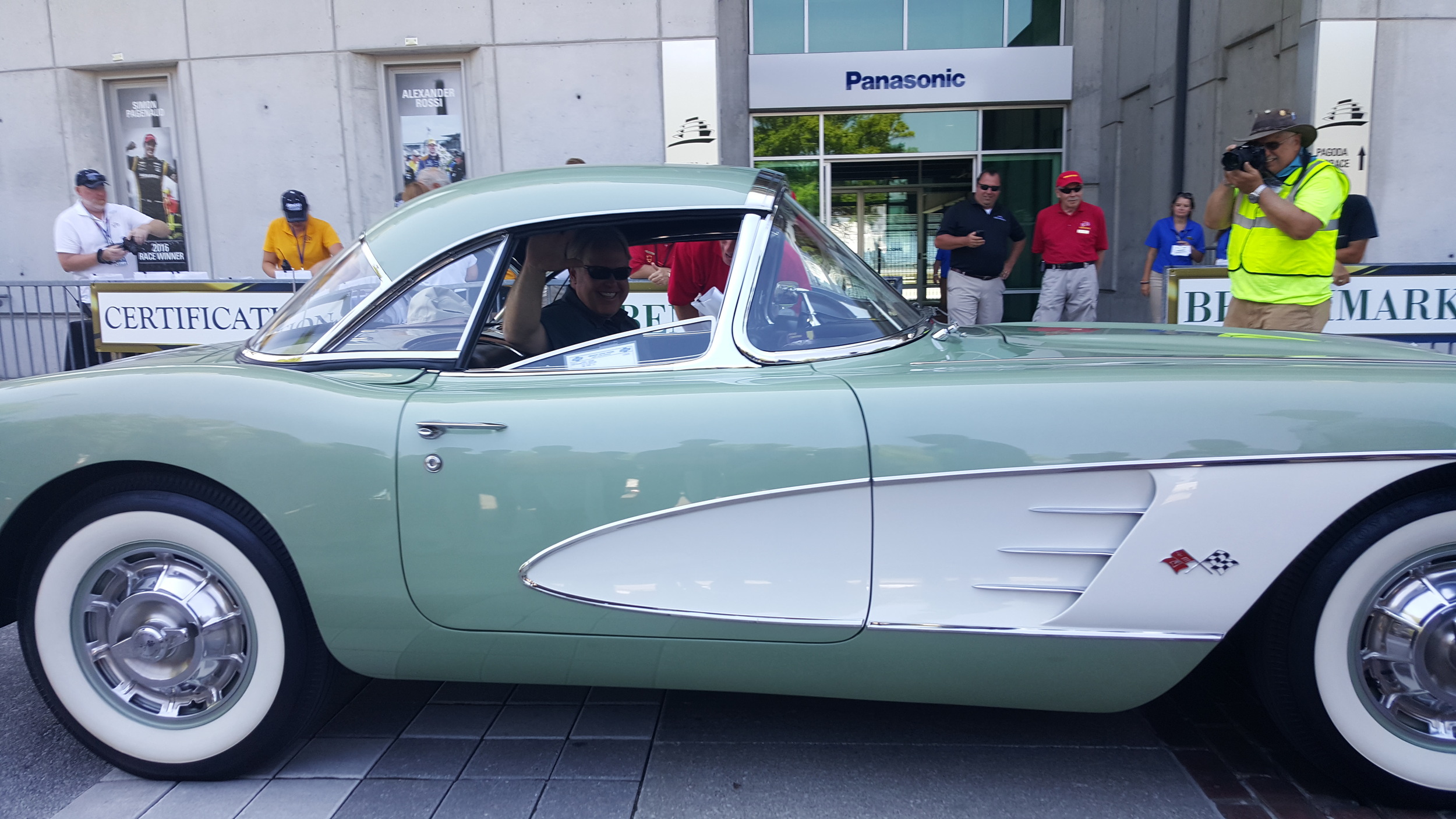 Bruce's '60 being judged with International Motor Speedway in the background