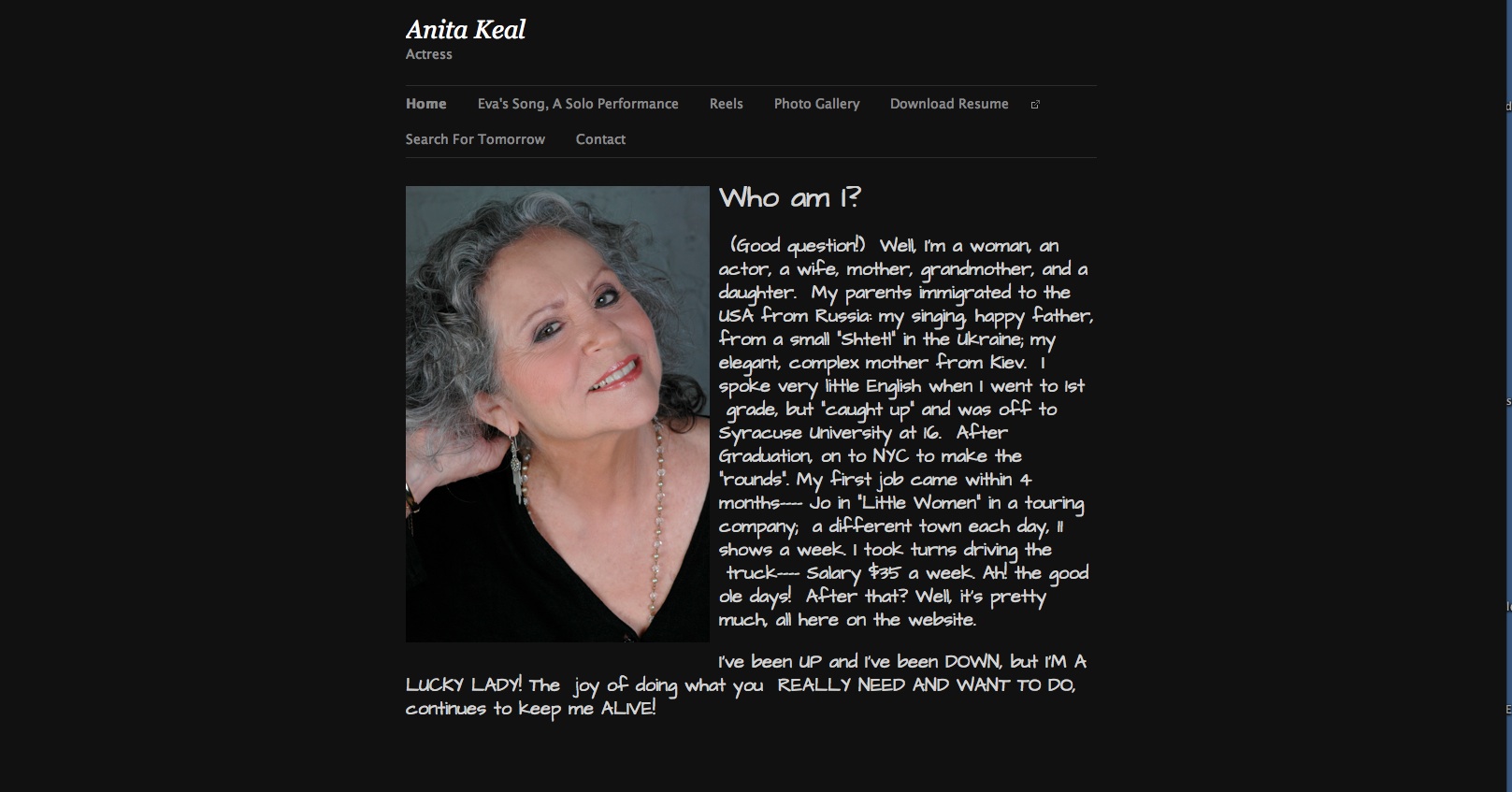 Anita Keal, Actor Website