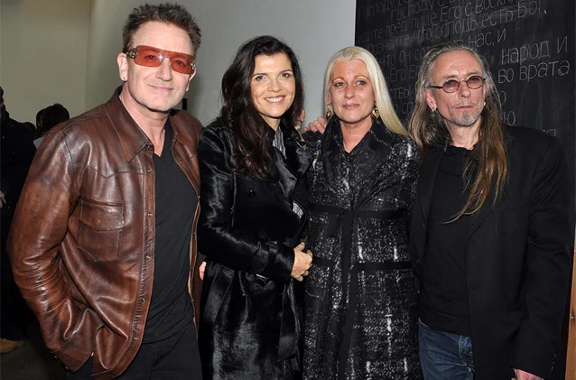 Bono and his wife Ali Hewson with artist and long-time friend Guggi and his wife Sibylle 