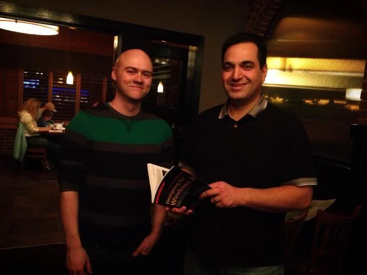 Me and Tolga discussing my book