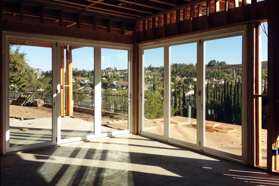 corner bi-folding doors at MYD's Fullerton construction site