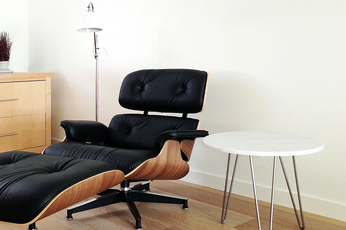 Eames Lounge and marble table