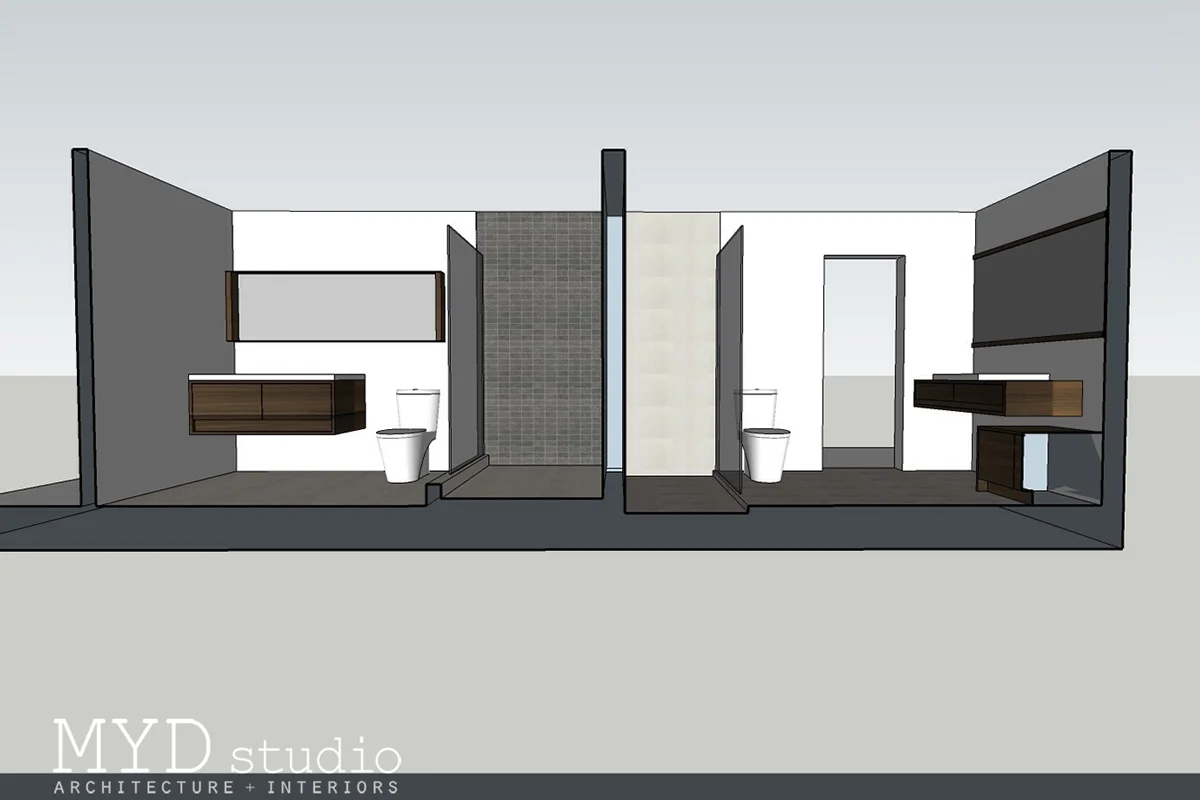 secondary bathrooms | section rendering