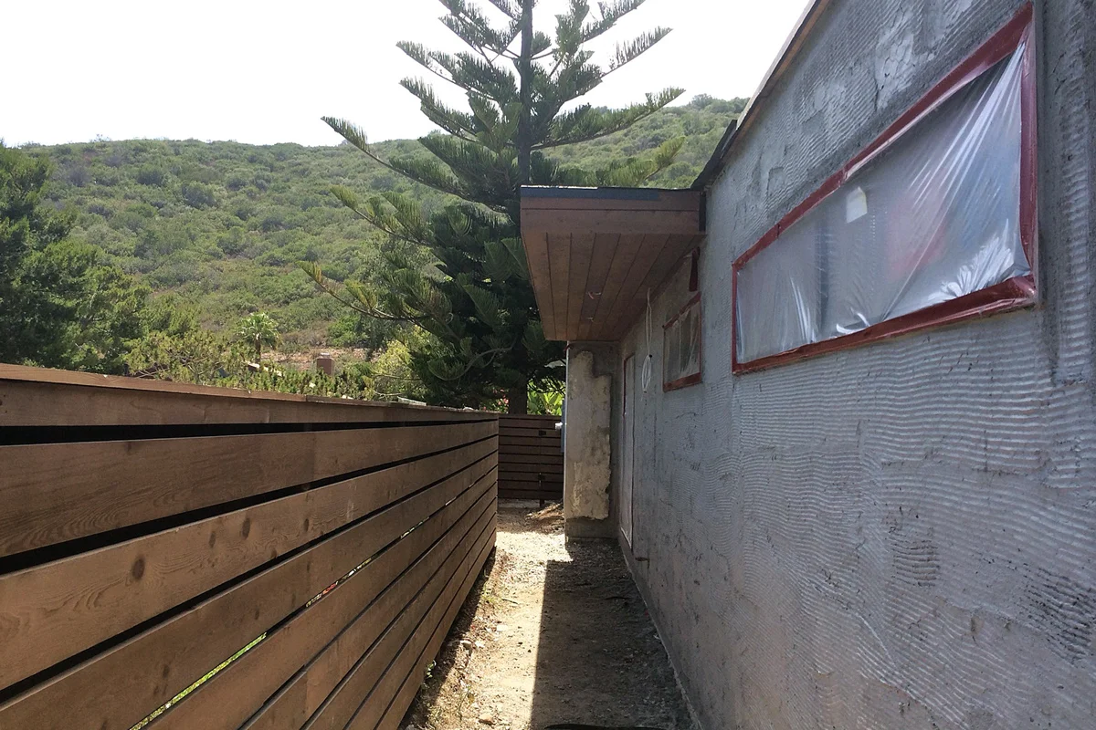 modern remodel / stucco at sideyard