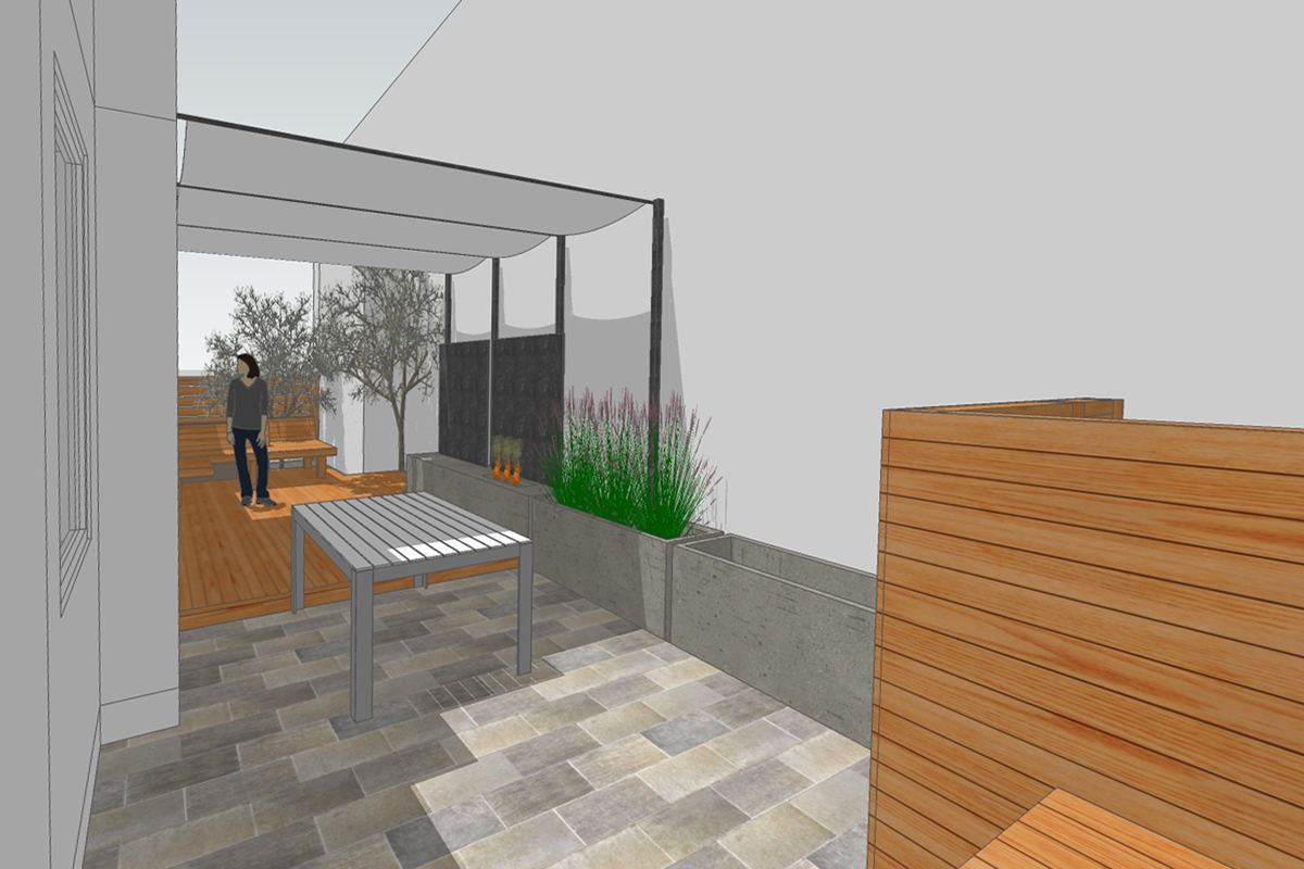 view from outdoor kitchen space