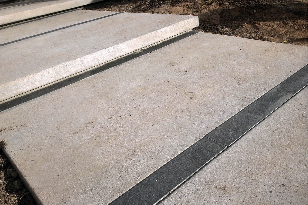 concrete pads with basalt stone joint detail