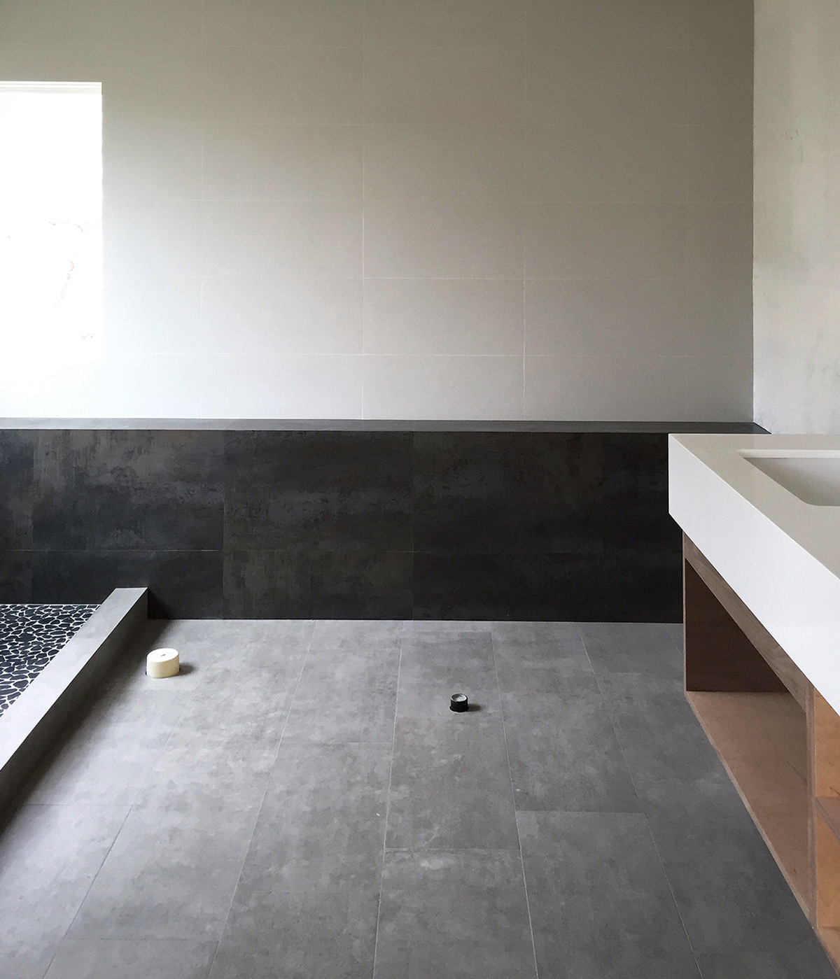 black+white master bathroom renovation // orange, southern calif