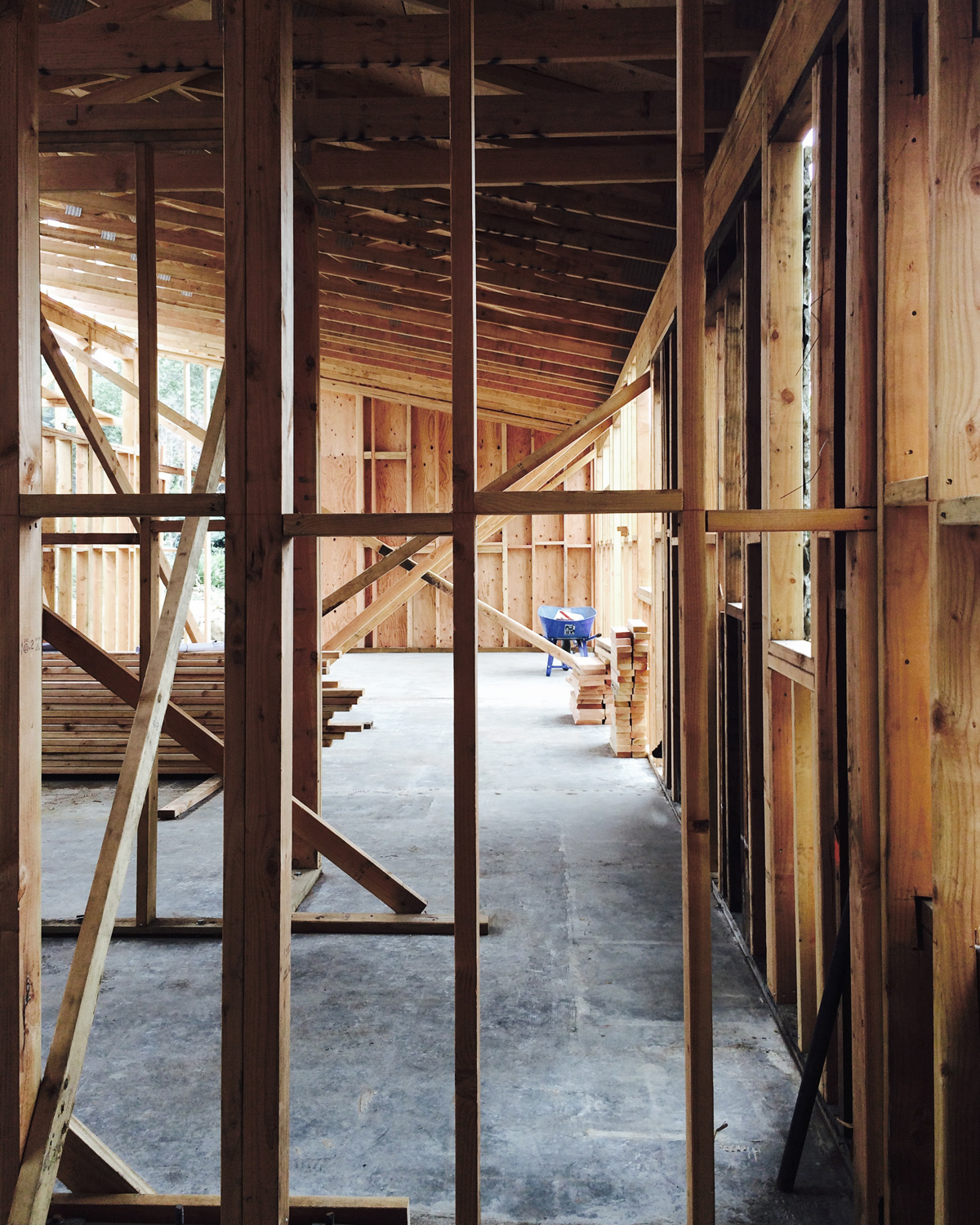 modern ranch house construction // rough framing