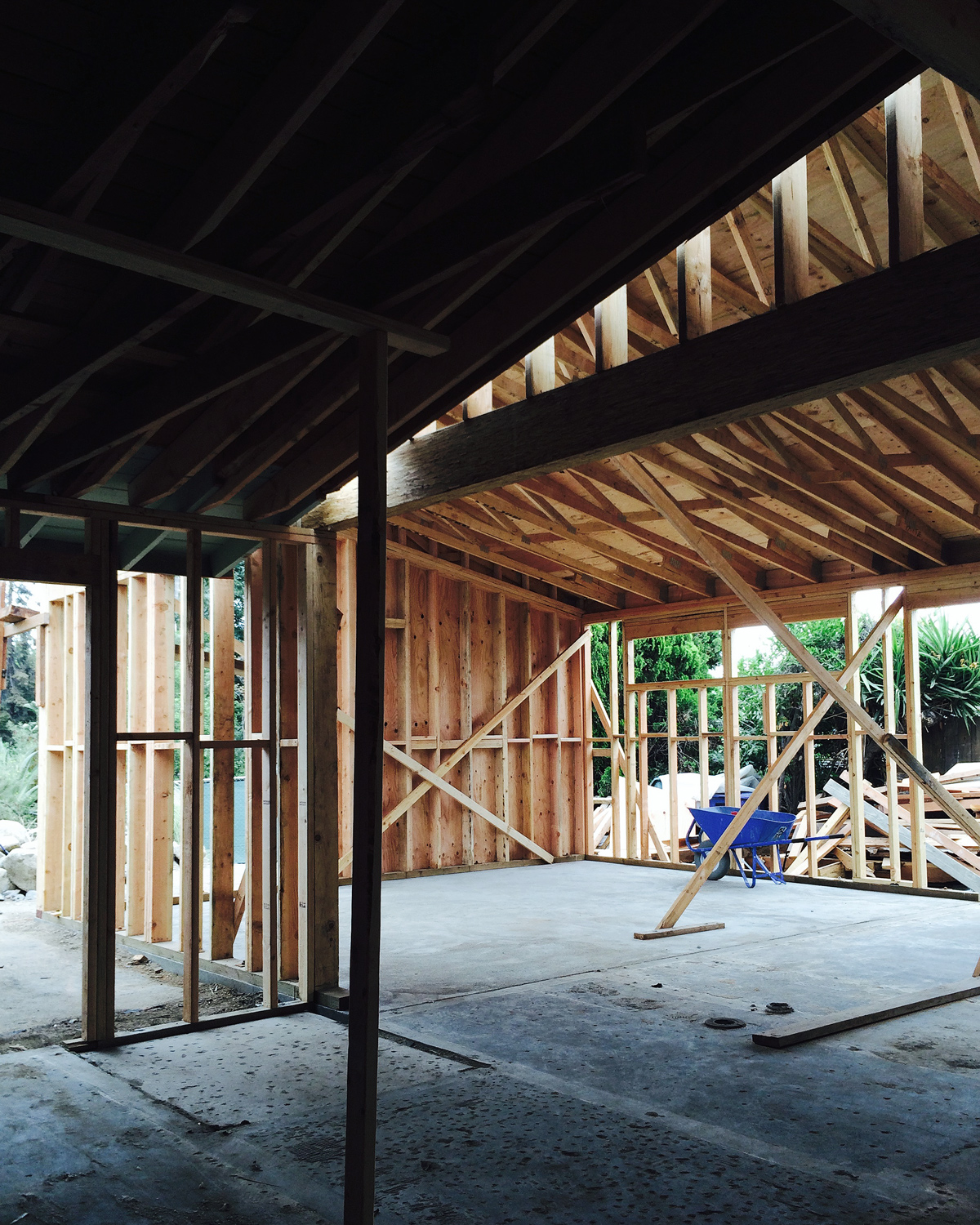 modern ranch house construction // rough framing
