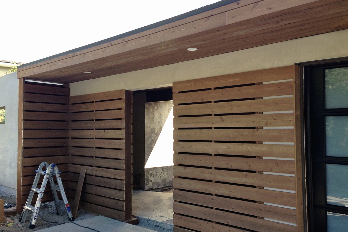 cedar courtyard enclosure + entry awning